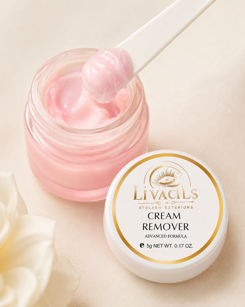 Application de la Crème de Dépose Livacils sur extensions de cils